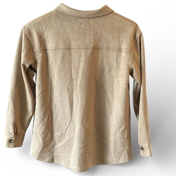 Berkley Jensen Women's Beige Basic Jacket Size M Casual Button Front - Picture 2 of 4